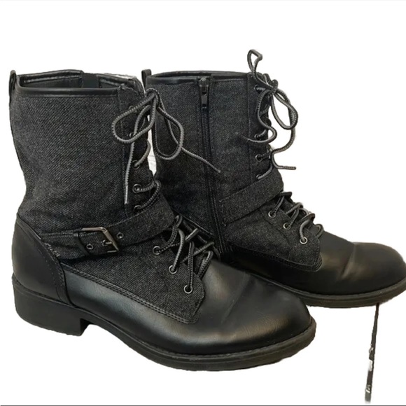 UNR8ED Alexis Black Grey  Side Zipper Combat Boots New Women’s Size 11 - Picture 1 of 13